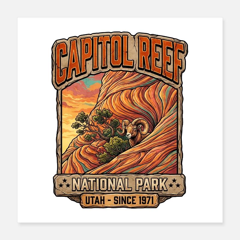 Capitol Reef Ram Desert Patch Poster 16" x 16" (40x40 cm)