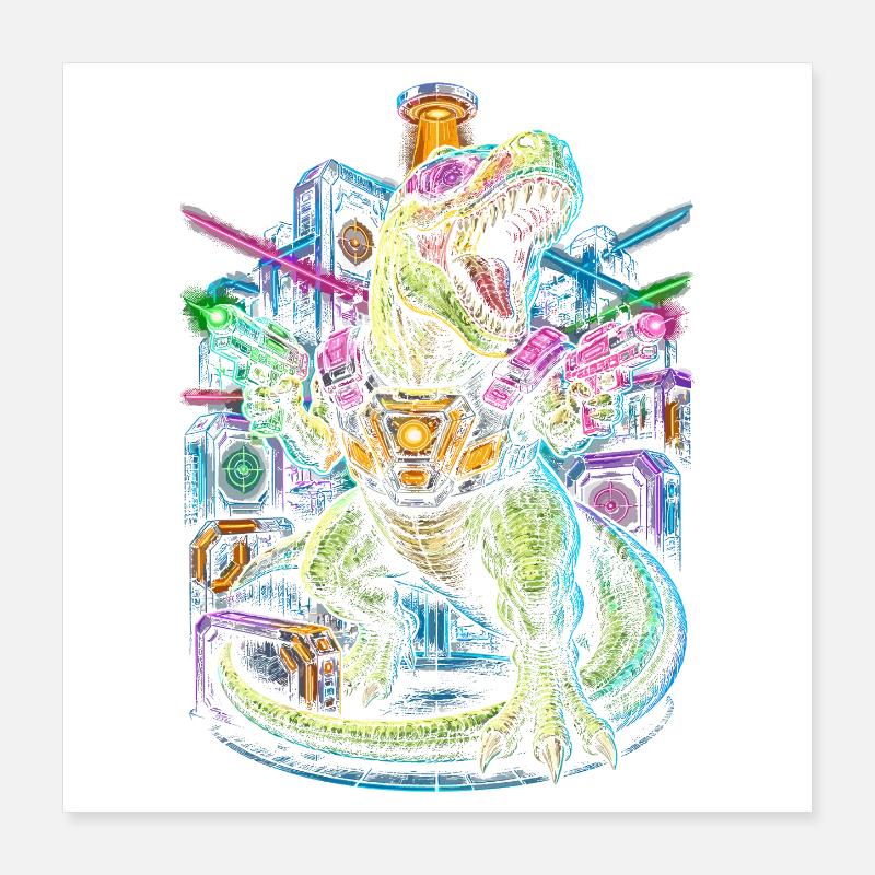 Laser Tag Dinosaurier Poster 40x40 cm