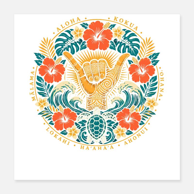 Aloha Shaka Werte Poster 40x40 cm
