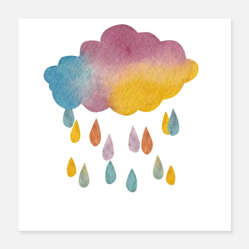 Rain Cloud Watercolor Gradient – Atmospheric Des Poster 16" x 16" (40x40 cm)