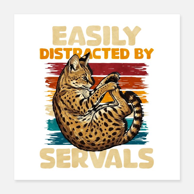 Facilement distrait par les servals Poster 40 x 40 cm