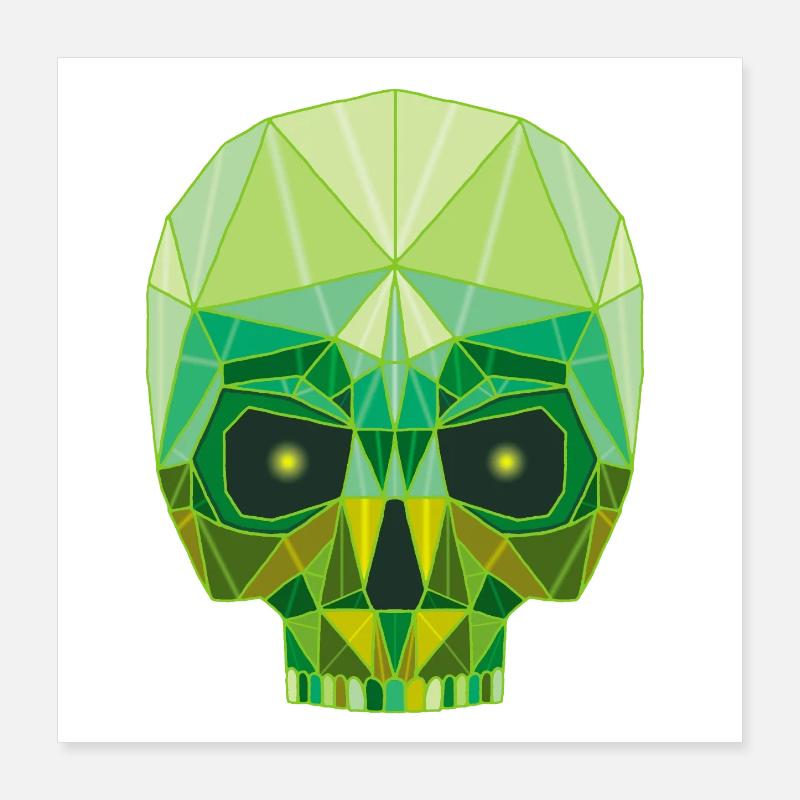 Tête de mort émeraude Poster 40 x 40 cm