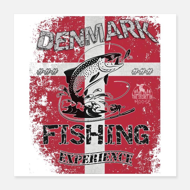 Danemark drapeau de pêche pêche poisson design Poster 40 x 40 cm