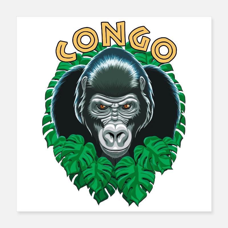 Kongo-Gorilla Poster 40x40 cm