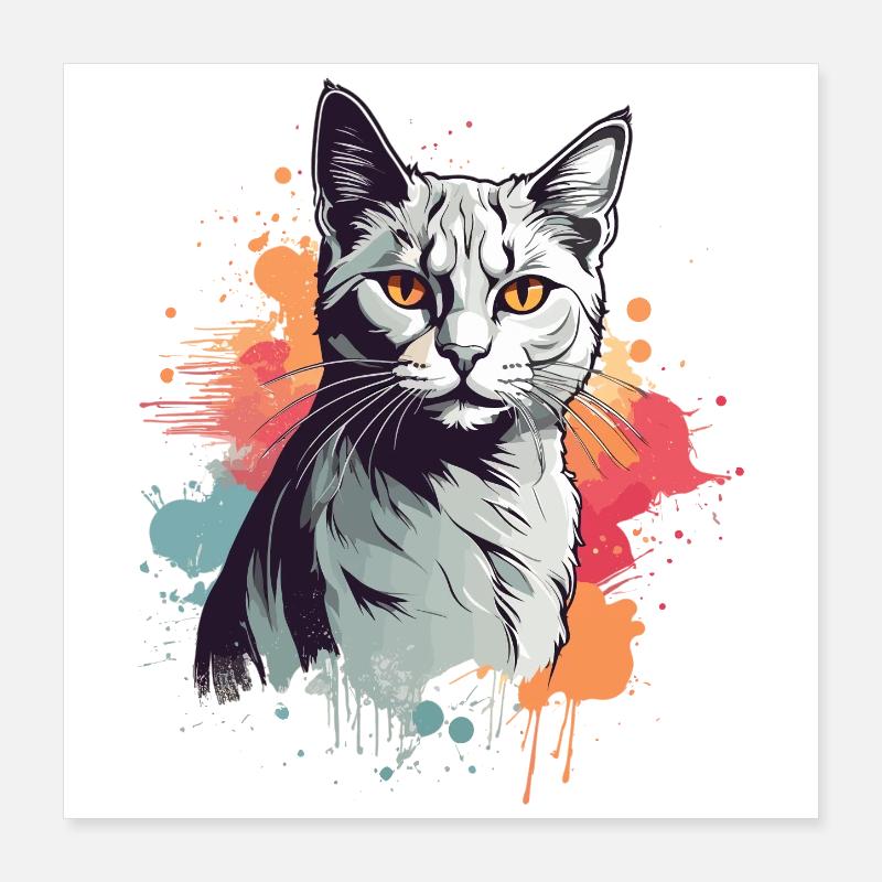 Süße graue Katze Poster 40x40 cm
