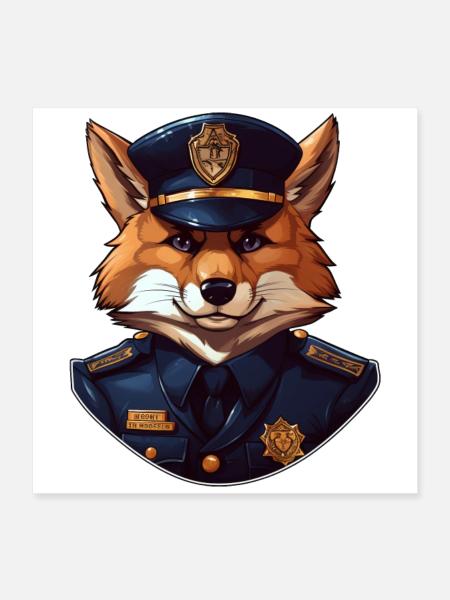 Polizei Fuchs - Poster 40x40 cm - Weiß