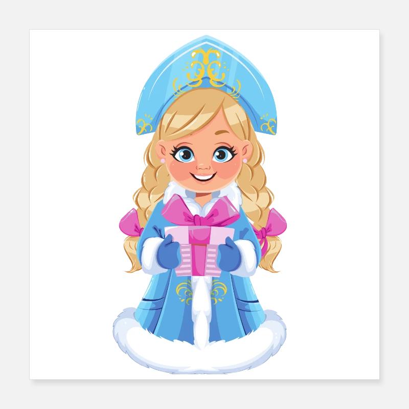 Ded Moroz Snegurotschka russischer Weihnachtsmann Poster 40x40 cm