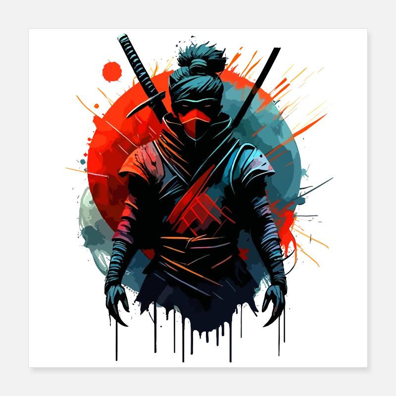 Japanese Samurai Ninja Poster 16" x 16" (40x40 cm)