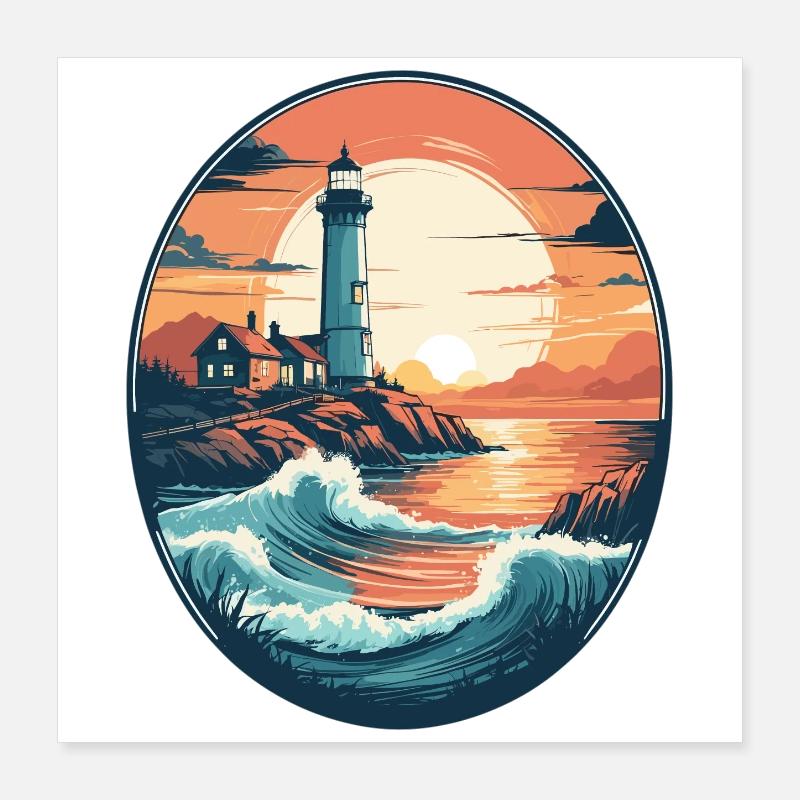 Phare côtier Poster 40 x 40 cm