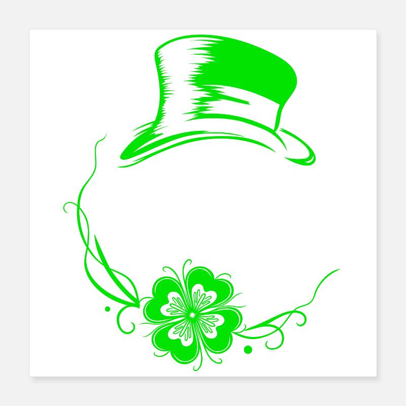 Sloth St Patrick's Day with clover and hat Poster 16" x 16" (40x40 cm)