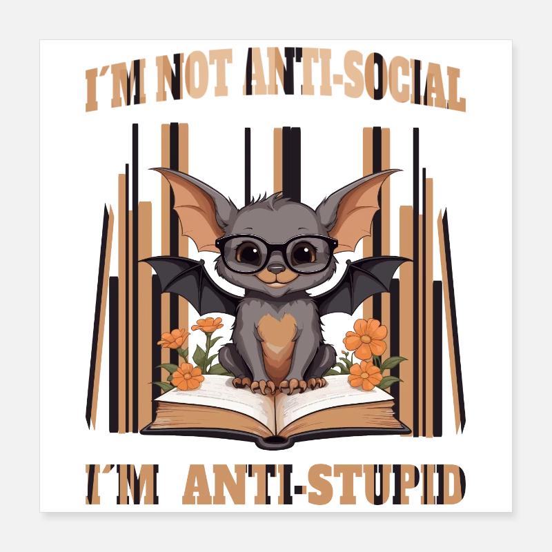 Chauve-souris intelligente mignonne Poster 40 x 40 cm