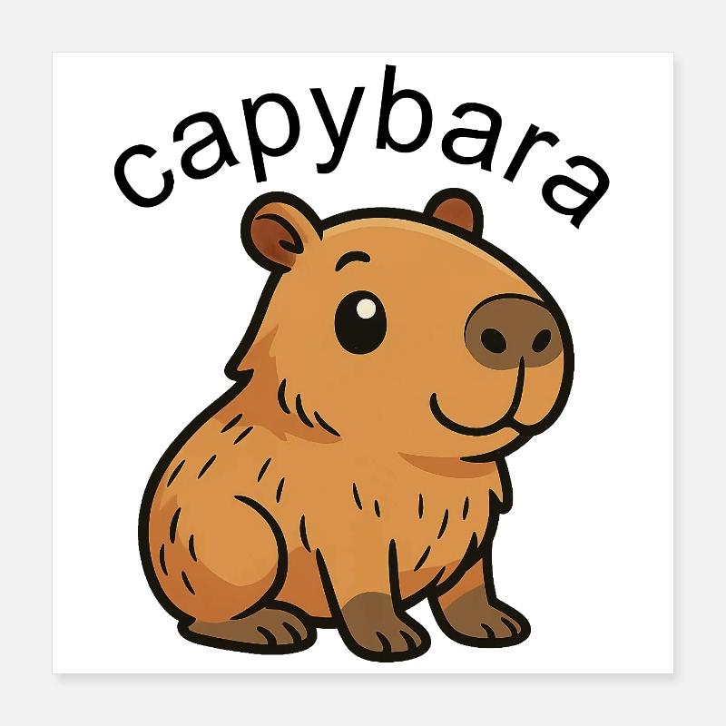 Mignon Dessin Animé Capybara, mignon et cool Poster 40 x 40 cm
