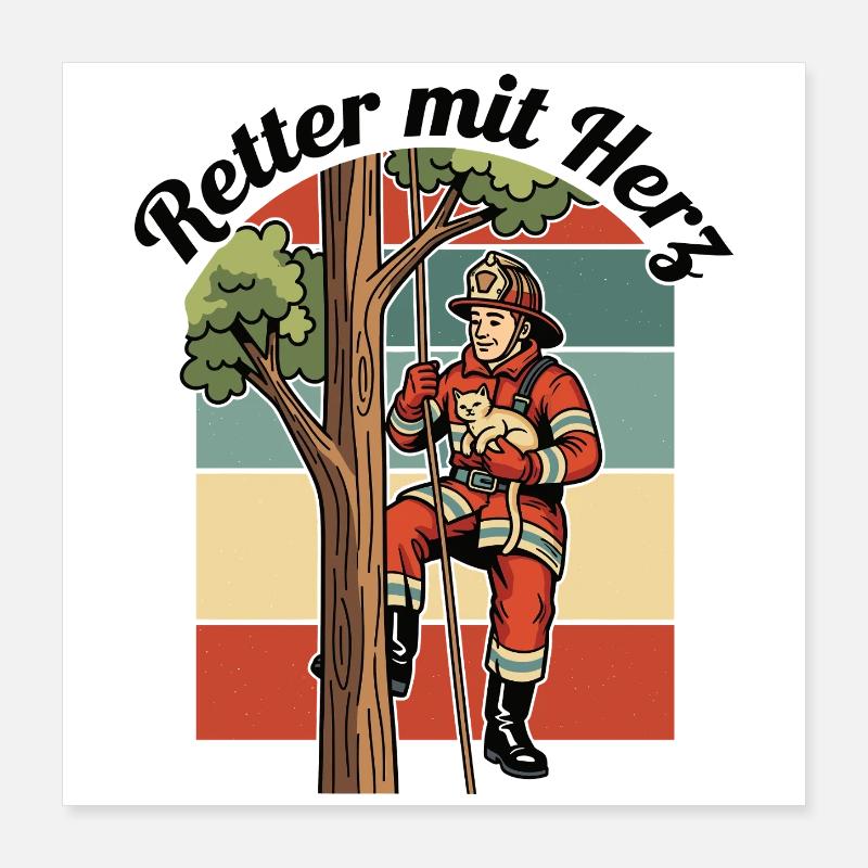 Retter mit Herz Poster 40x40 cm