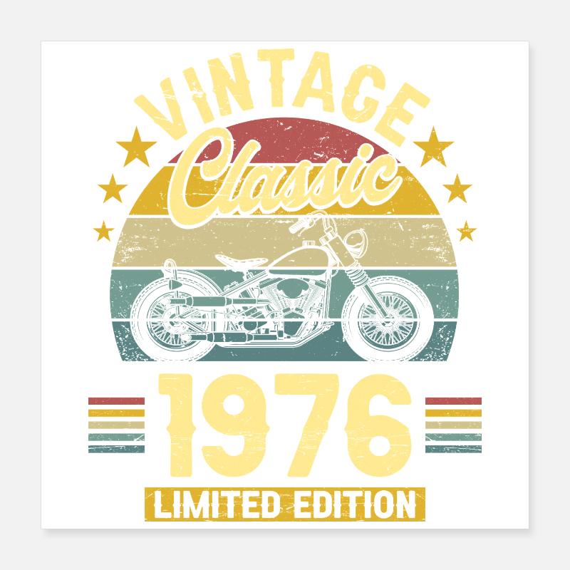 1976 Biker 50. Geburtstag Mann Poster 40x40 cm