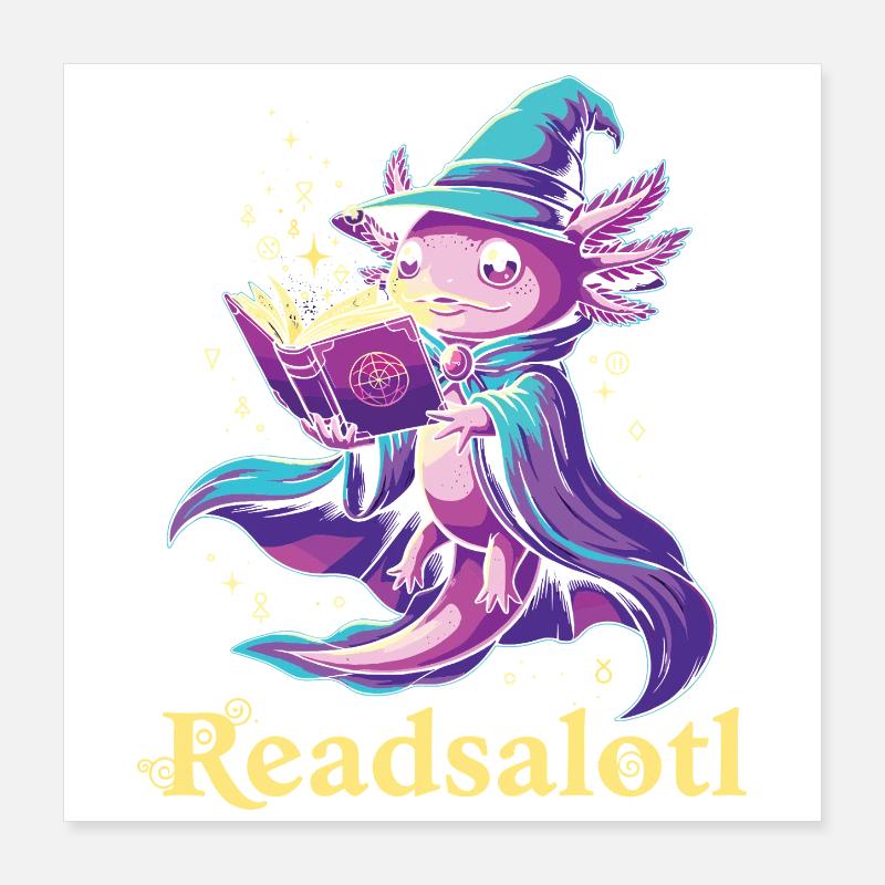 Readsalotl Axolotl Lecture Mage Axolotl Poster 40 x 40 cm