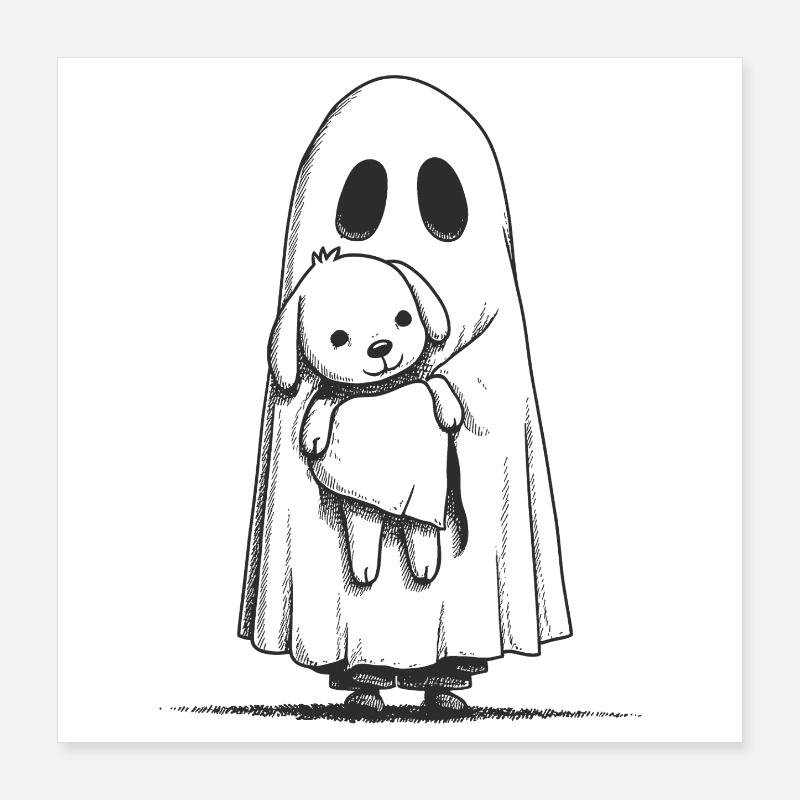 Doggy & Ghost Poster 40x40 cm