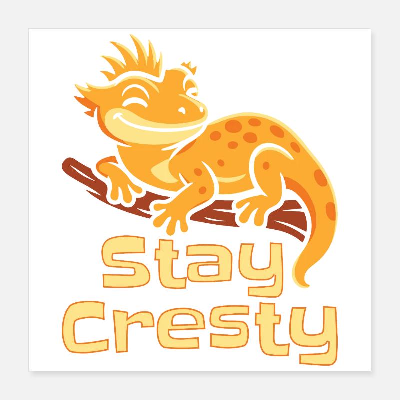 Crested Gecko Reptile Humor Lizard Poster 16" x 16" (40x40 cm)