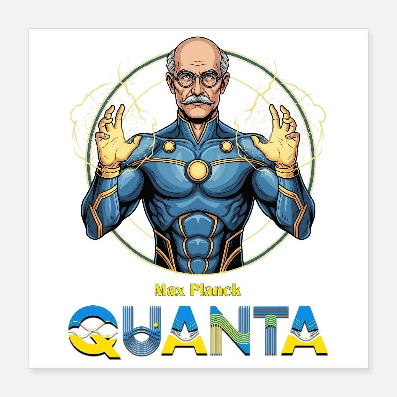 Quanta-Planck-Superheld Poster 40x40 cm