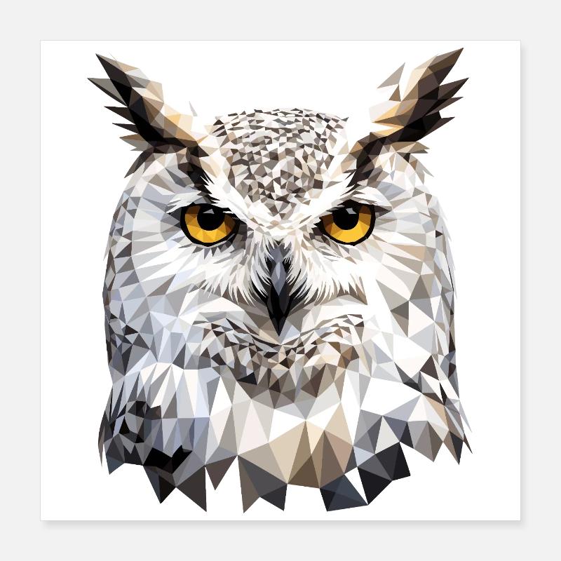 Schneeeule Weiße Eule Kauz Uhu Owl Schnee Eulen Poster 40x40 cm