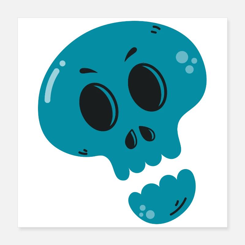 Melted Blue Skull Poster 16" x 16" (40x40 cm)