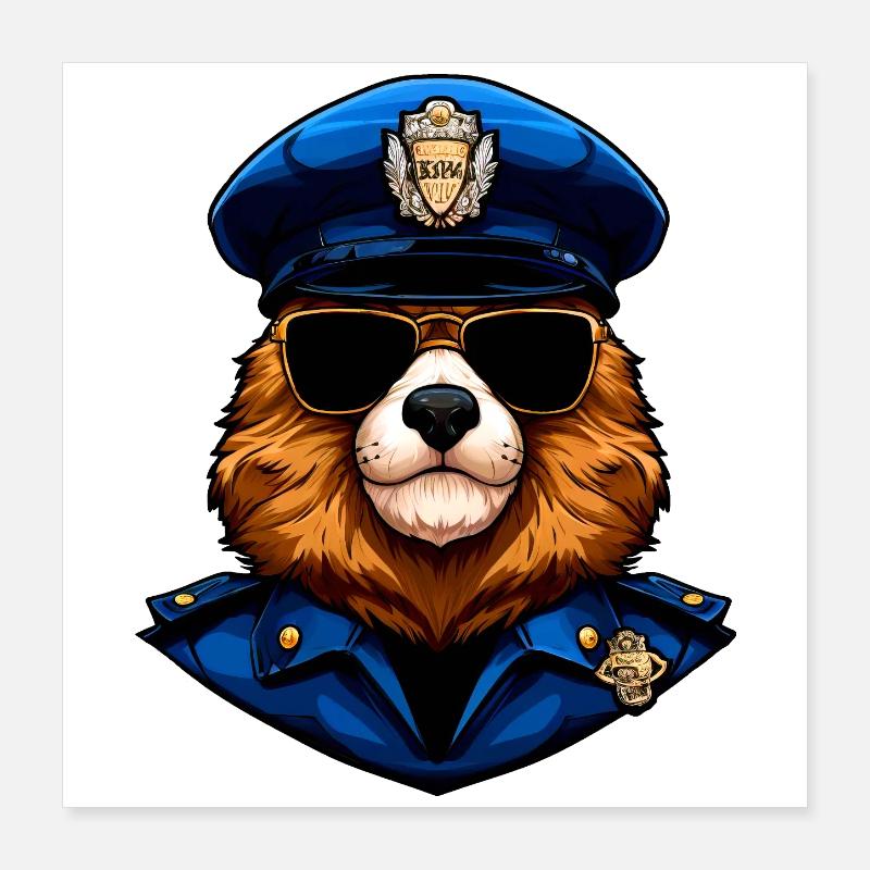 Murmeltiere Polizei Poster 40x40 cm