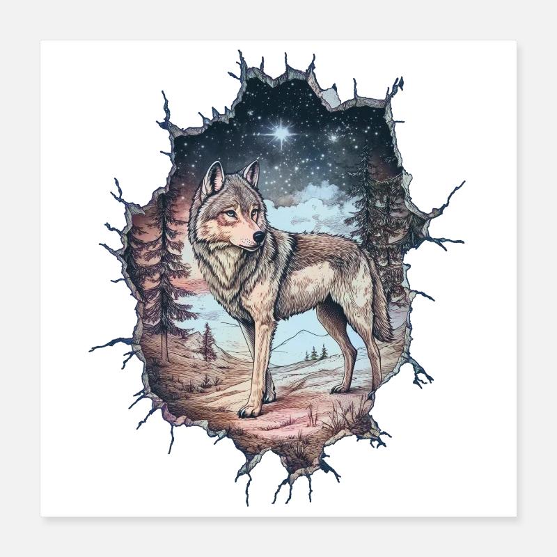 Wolf Poster 16" x 16" (40x40 cm)