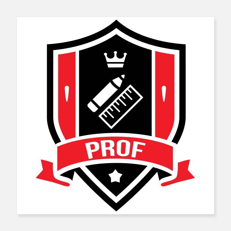 Blason Académique Professeur Couronne  Poster 40 x 40 cm