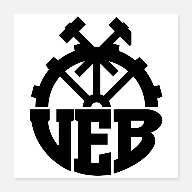 VEB Logo - Abzeichen der DDR (Farbe änderbar) Poster 40x40 cm
