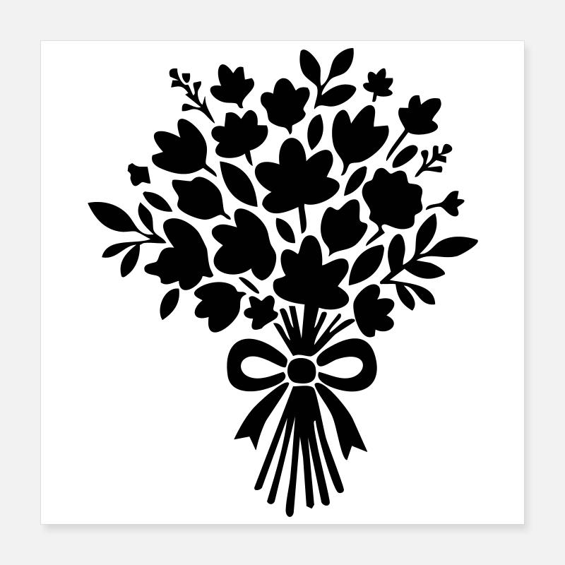 Bridal Bouquet – Black & White Wedding Design Poster 16" x 16" (40x40 cm)