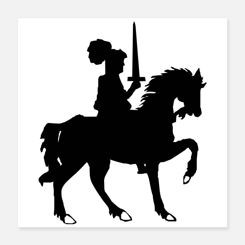 Ritter mit Schwert und Pferd Poster 40x40 cm