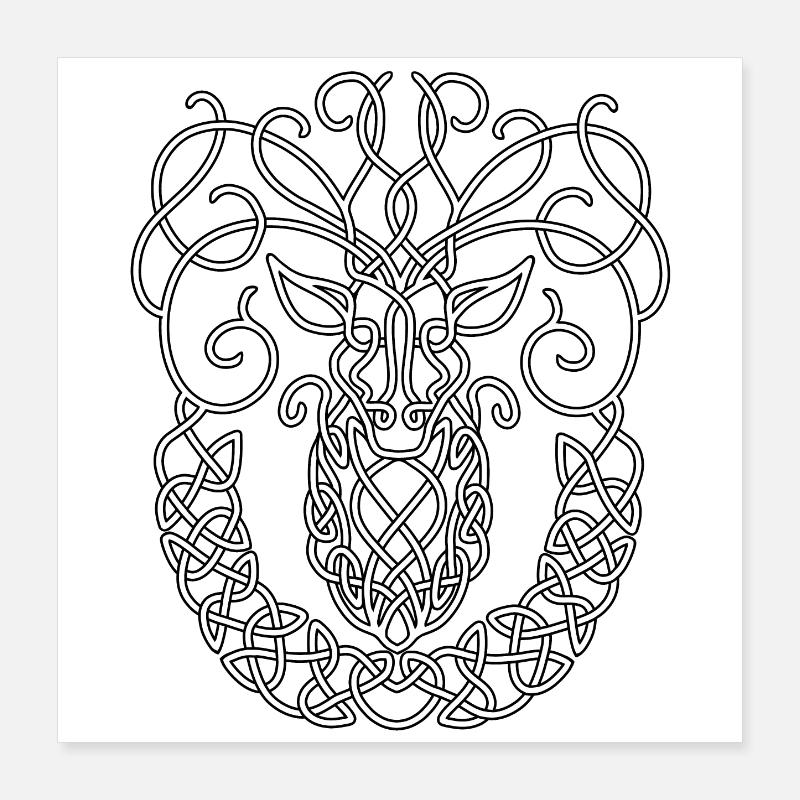 Celtic Stag Poster 16" x 16" (40x40 cm)