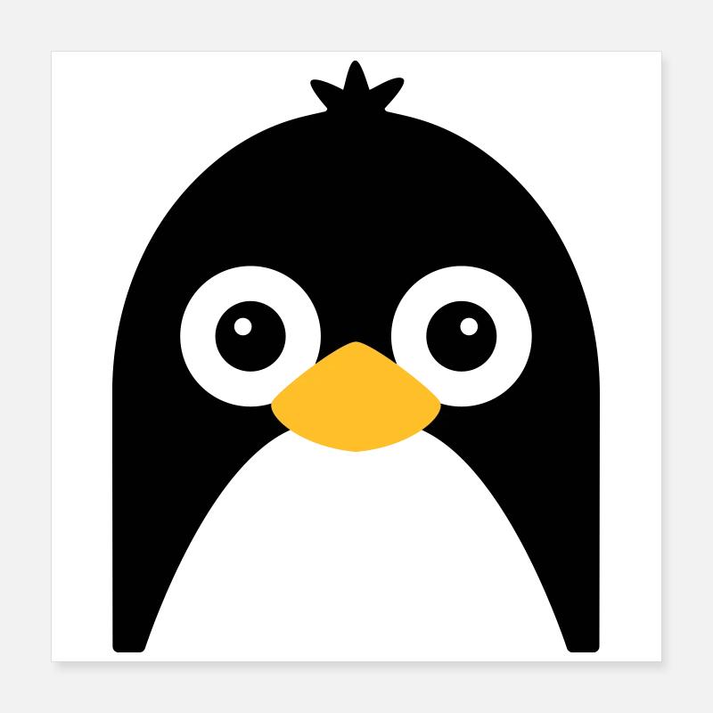 Visage de pingouin mignon Poster 40 x 40 cm