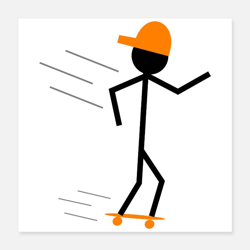 patineur stickman Poster 40 x 40 cm