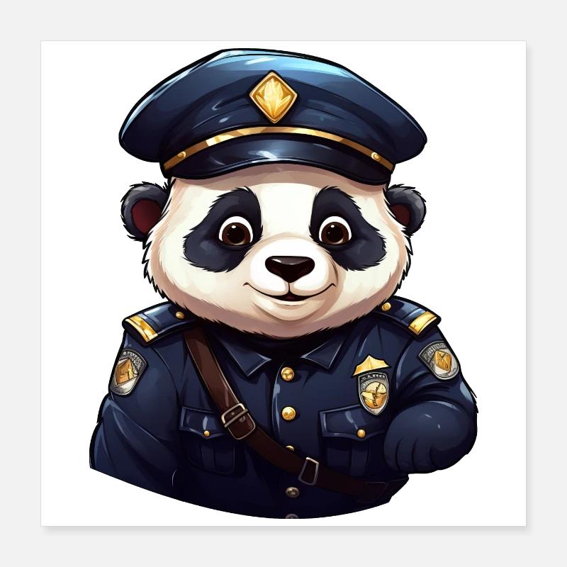 Panda Policeman Poster 16" x 16" (40x40 cm)