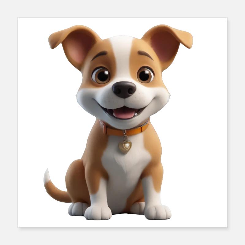 Süßes Hündchen mit Herzchen Poster 40x40 cm