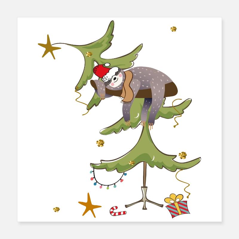 Faultier Christmas Poster 40x40 cm