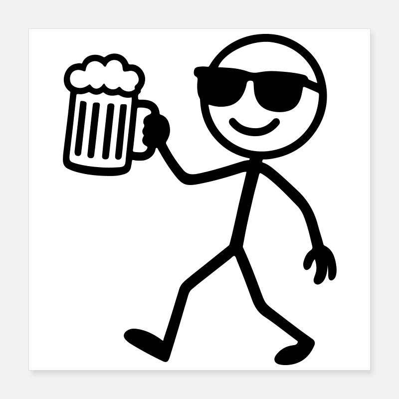 Stick Figure Beer Poster 16" x 16" (40x40 cm)