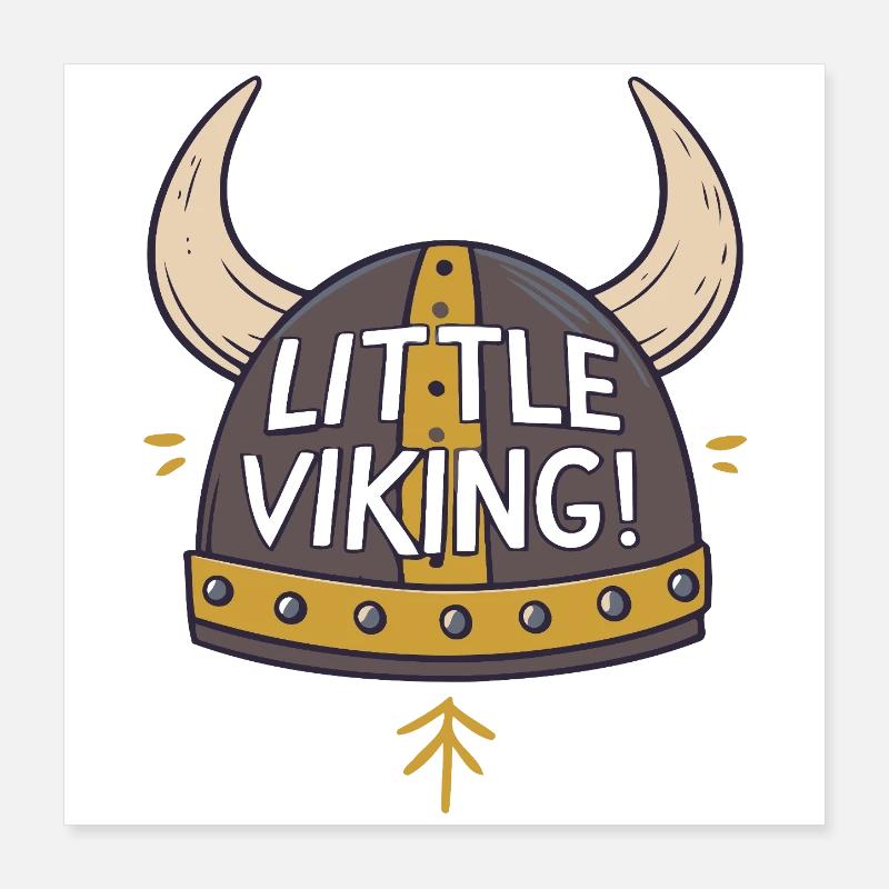 Kleiner Wikinger Held Helm Poster 40x40 cm
