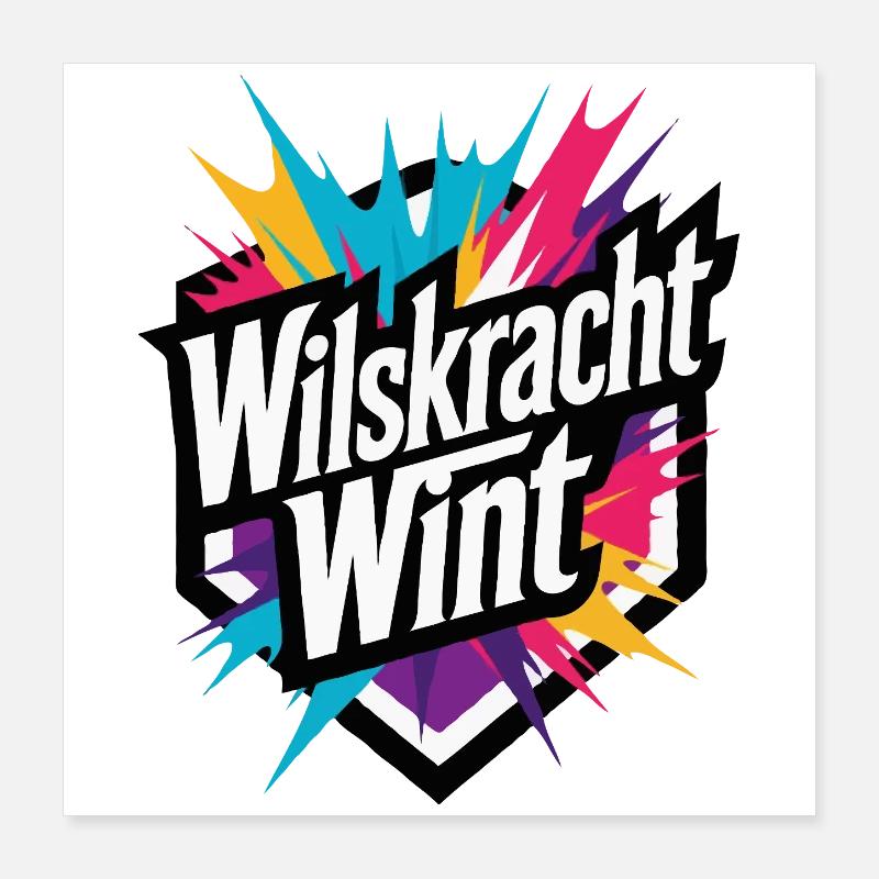 Willenskraft gewinnt: bunte Power-Motivation Poster 40x40 cm
