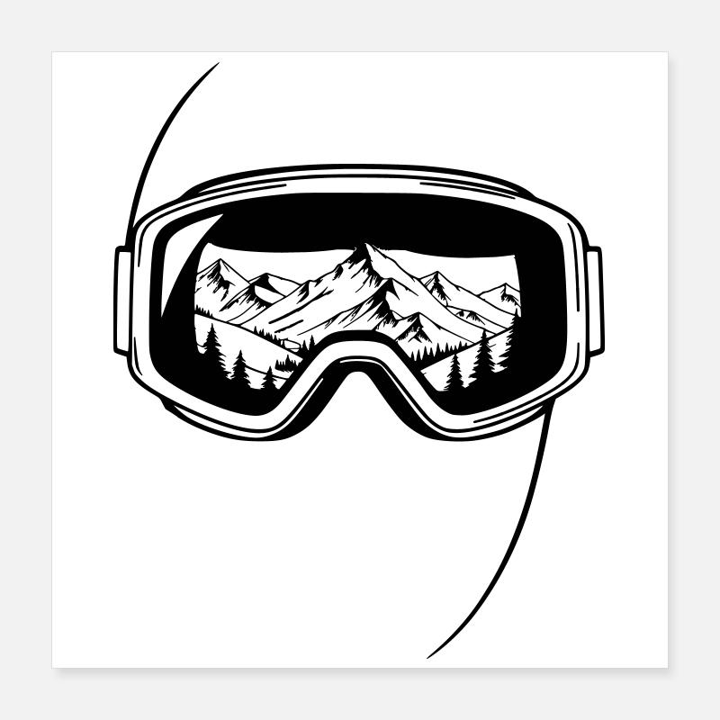 Summit View Ski Goggles Graphic Poster 16" x 16" (40x40 cm)