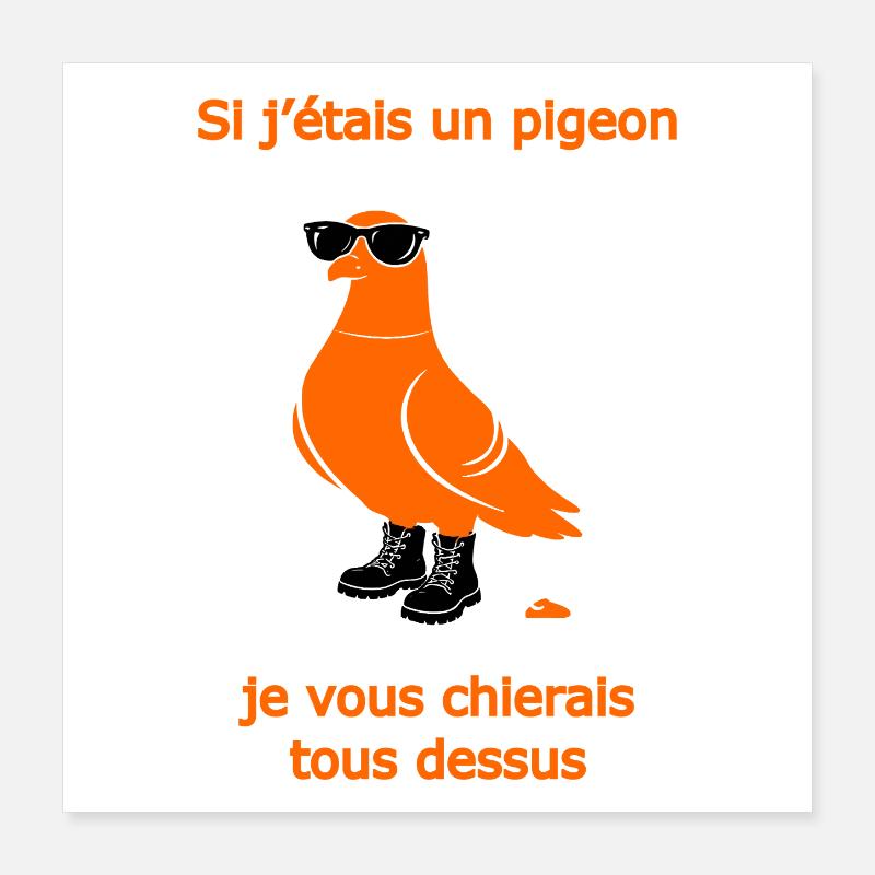 Pigeon Provocateur Orange Poster 40 x 40 cm