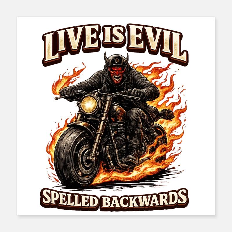 Live Is Evil Spelled Backwards Poster 16" x 16" (40x40 cm)
