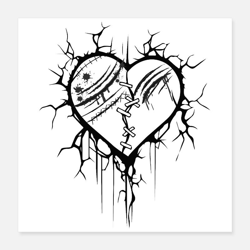Exploded heart graphic tattoo Poster 16" x 16" (40x40 cm)