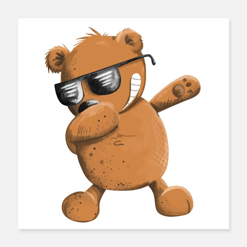 Dabbender Brown Bear Dab Dance Animals I Dabbing Bear Poster 16" x 16" (40x40 cm)