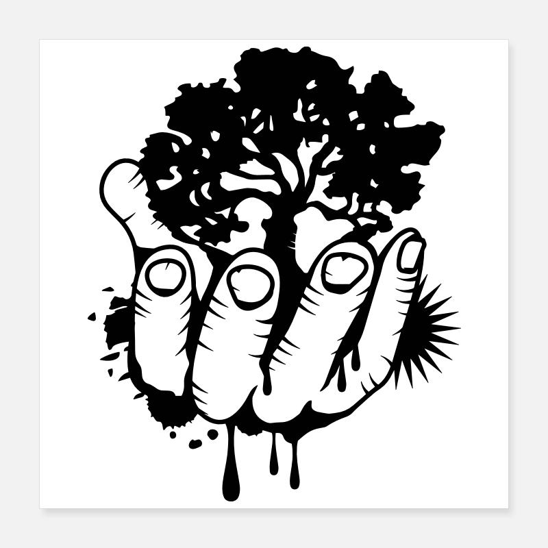 Ein Baum in einer Hand Poster 40x40 cm