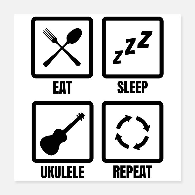 Ukulele Spieler Routine Poster 40x40 cm