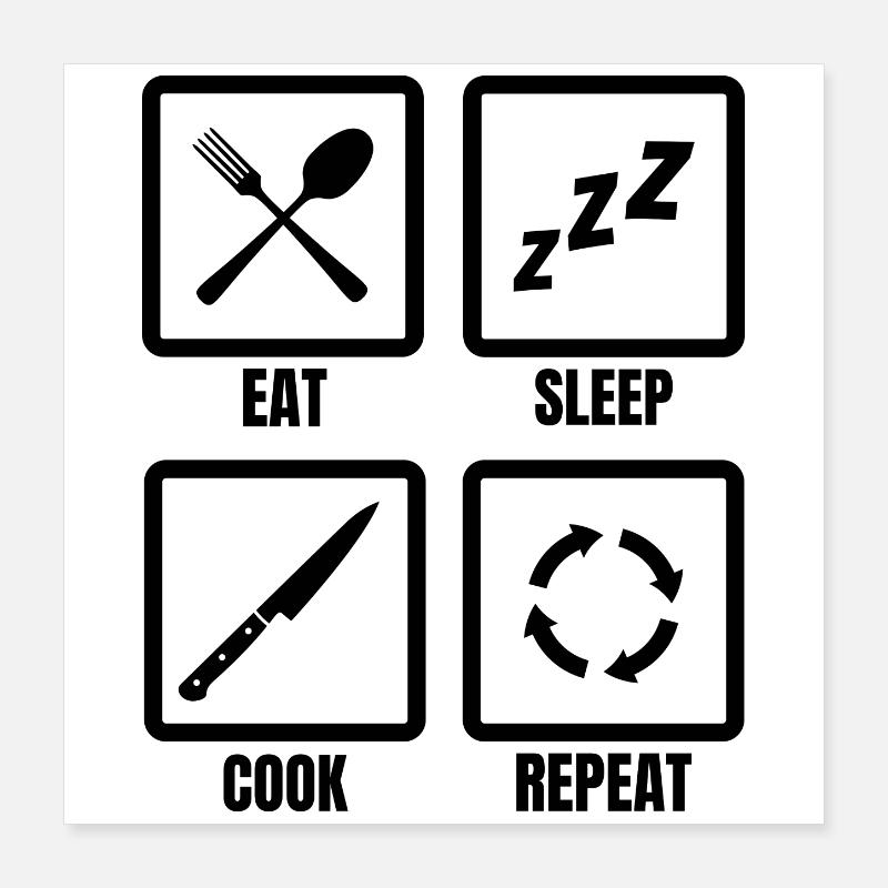 Cooking Daily Routine Poster 16" x 16" (40x40 cm)