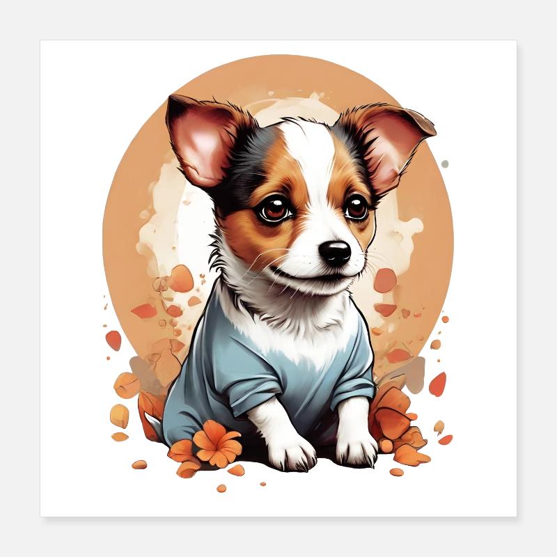 Mignon Petit Chiot Jack Russell Poster 40 x 40 cm