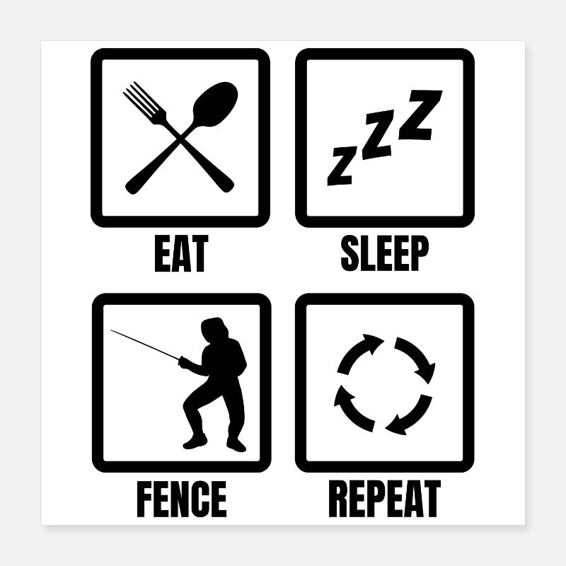 Fencer Daily Routine Poster 16" x 16" (40x40 cm)
