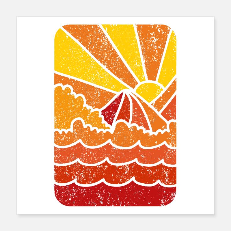 Coucher de Soleil Marin Retro Poster 40 x 40 cm